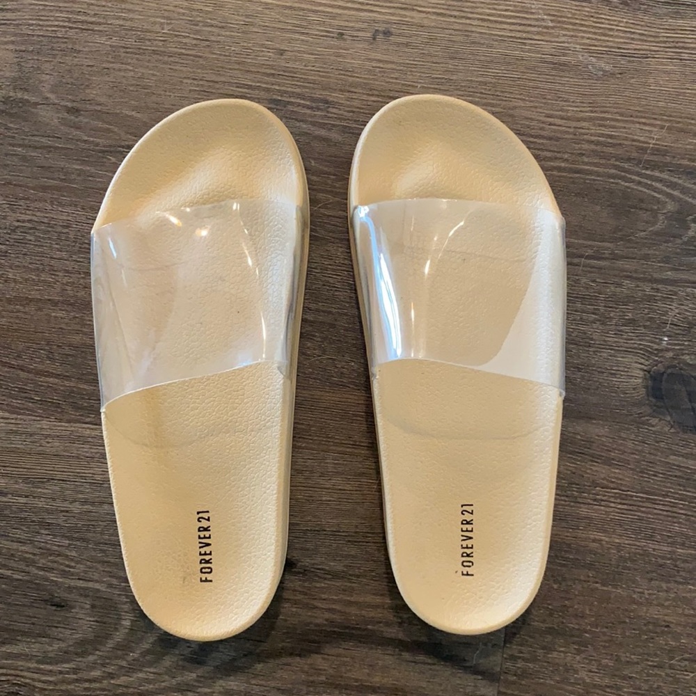Forever 21 Nude and clear slides
